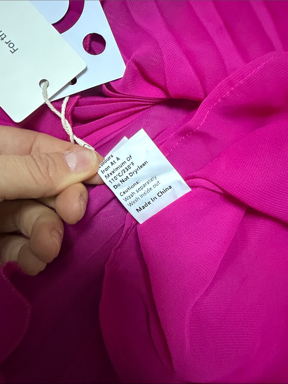 Commense Hot Pink Ruffled Strapless Pleated Dress - Picture 5 of 6